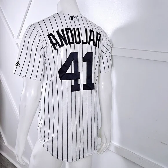 Majestic New York Yankees Miguel Andujar 41 Pinstripe Baseball Jersey Mens Small - Picture 4 of 9